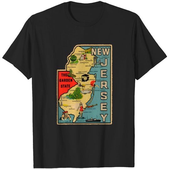 Discover Vintage New Jersey Map - New Jersey - T-Shirt