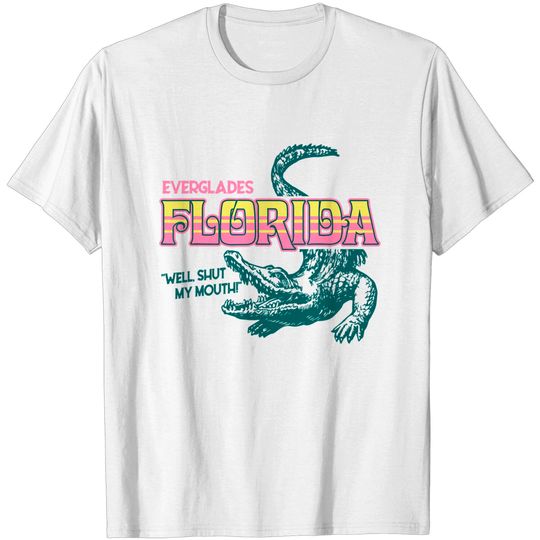 Discover Everglades Florida Travelling Crocodile Alligator Vintage T-Shirt