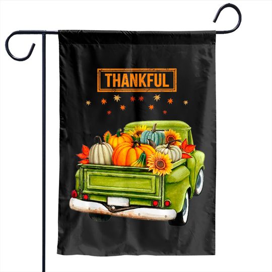 Discover Thankful Grateful Blessed Truck Thanksgiving Men Women Garden Flags