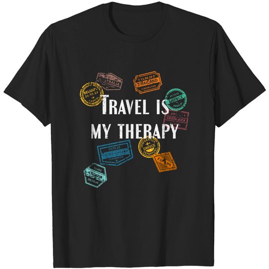 Discover Travel Symbol T-Shirt Travel Is my Therapy