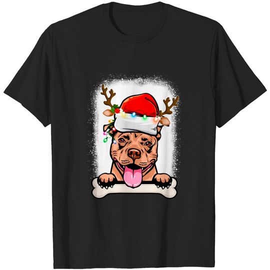 Discover PitBull Christmas Decorations Pajama Santa Hat Tree Light T-Shirt