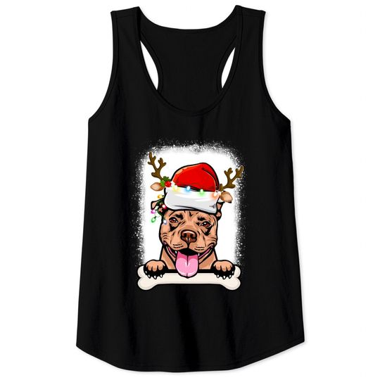 Discover PitBull Christmas Decorations Pajama Santa Hat Tree Light Tank Tops