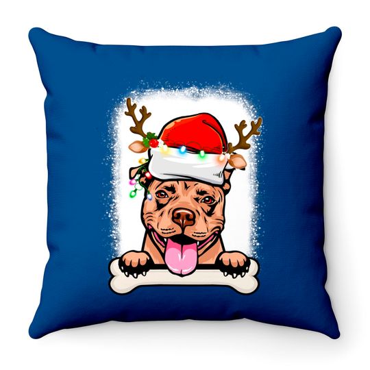 Discover PitBull Christmas Decorations Pajama Santa Hat Tree Light Throw Pillows