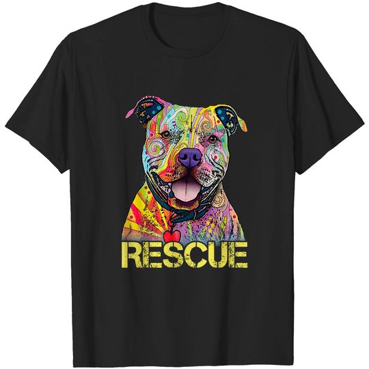 Discover Rescue Dog Colorfull Pitbull Dog Adopt Don't Shop T-Shirt
