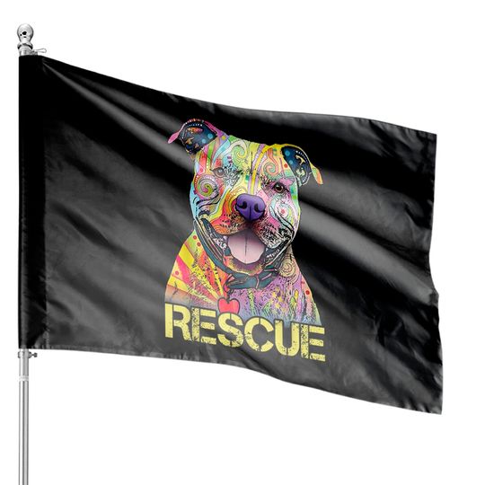 Discover Rescue Dog Colorfull Pitbull Dog Adopt Don't Shop House Flags