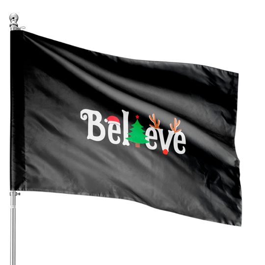 Discover Believe Christmas Reindeer House Flags