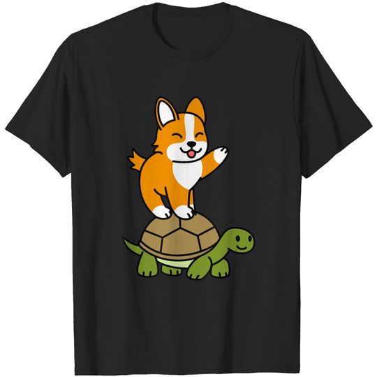 Discover Riding Tortoise Corgi Dog T-Shirt