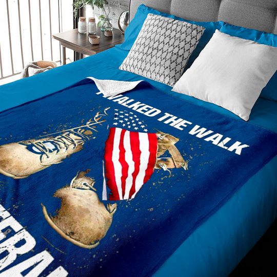 Discover Us Veteran I Walked The Walk Combat Boots Dogtag USA Flag Baby Blankets