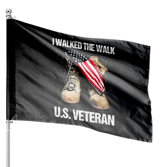 Discover Us Veteran I Walked The Walk Combat Boots Dogtag USA Flag House Flags