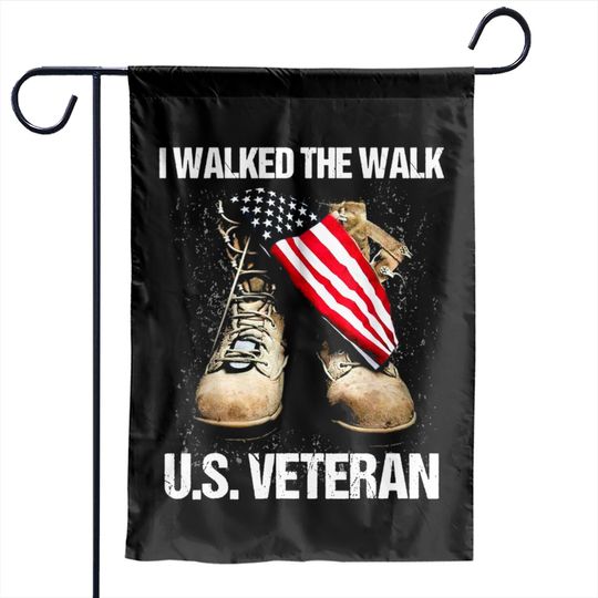 Discover Us Veteran I Walked The Walk Combat Boots Dogtag USA Flag Garden Flags
