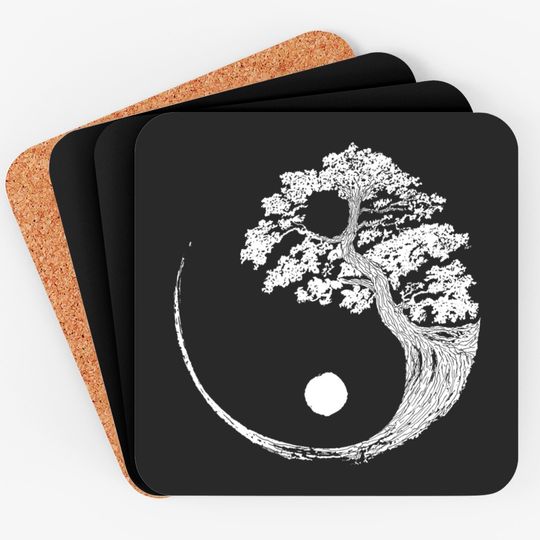 Discover Tao Symbol Coasters Yin Yang Bonsai Tree Japanese Buddhist Zen