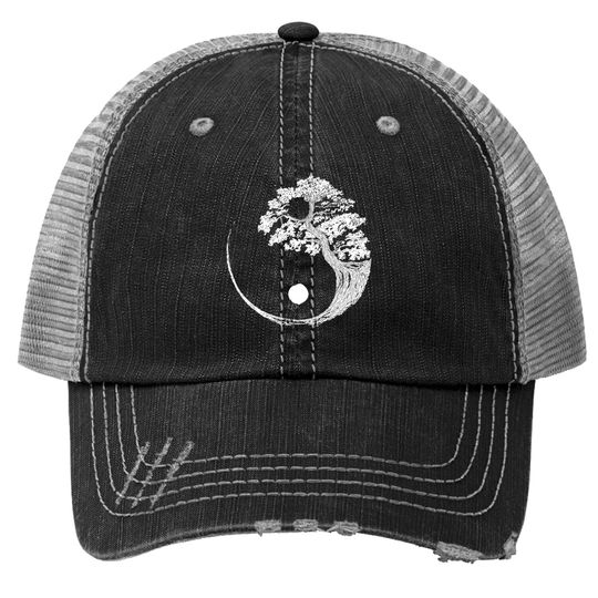 Discover Tao Symbol Trucker Hats Yin Yang Bonsai Tree Japanese Buddhist Zen