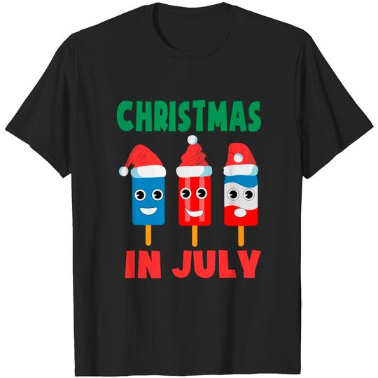 Discover Christmas In July Ice Pops In Santa Hat Kids Toddler T-Shirt