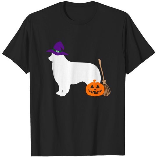 Discover Australian Shepherd Halloween Dog Wearing Witch Hat T-Shirt