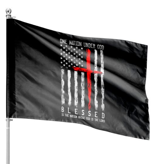 Discover Patriotic Christian Flag "Blessed One Nation Under God" House Flags