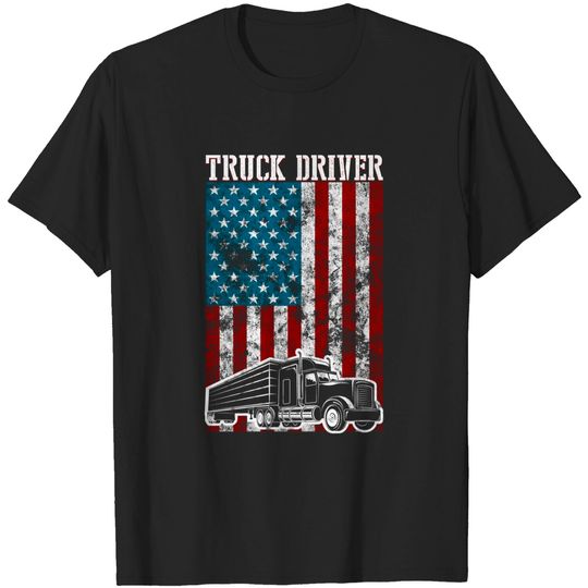 Discover Truck Driver American Flag T-Shirt