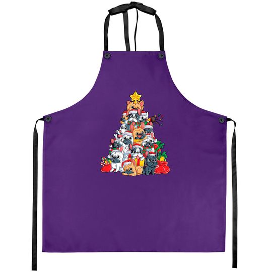 Discover French Bulldog Christmas Tree Dog Santa Xmas Aprons