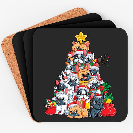 Discover French Bulldog Christmas Tree Dog Santa Xmas Coasters