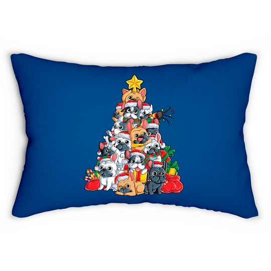Discover French Bulldog Christmas Tree Dog Santa Xmas Lumbar Pillows