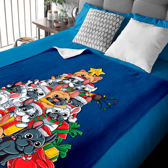 Discover French Bulldog Christmas Tree Dog Santa Xmas Baby Blankets