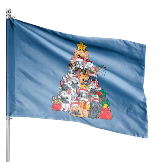 Discover French Bulldog Christmas Tree Dog Santa Xmas House Flags