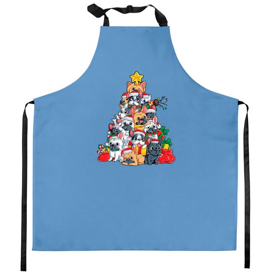 Discover French Bulldog Christmas Tree Dog Santa Xmas Kitchen Aprons