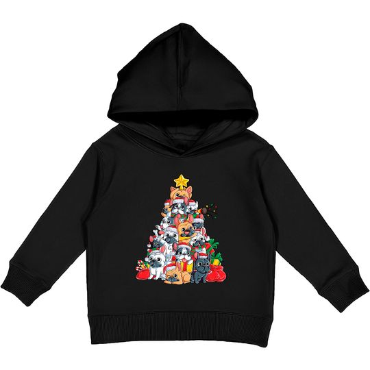 Discover French Bulldog Christmas Tree Dog Santa Xmas Kids Pullover Hoodies