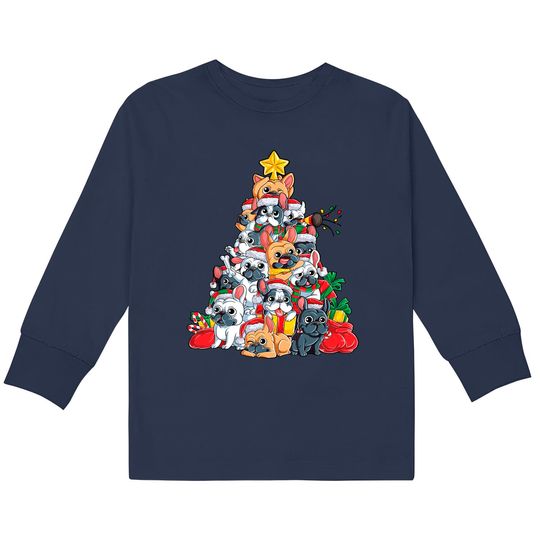 Discover French Bulldog Christmas Tree Kids Long Sleeve T-Shirt