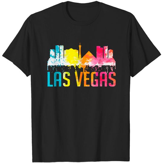 Discover Las Vegas Nevada Watercolor Art City Skyline Souvenir Gift T-Shirt
