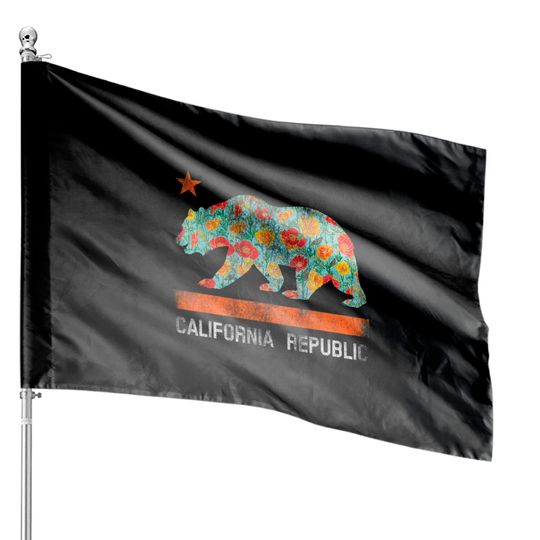 Discover California Republic State Bear Star Poppy House Flags