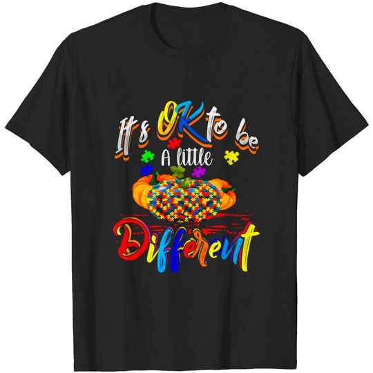 Discover Halloween Autism Pumpkin It's OK To Be A Little Different T-Shirt
