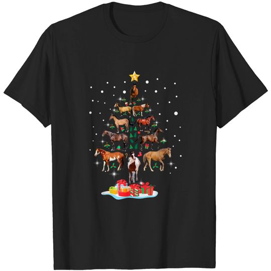 Discover Horse Tree Christmas Horses Xmas T-Shirt