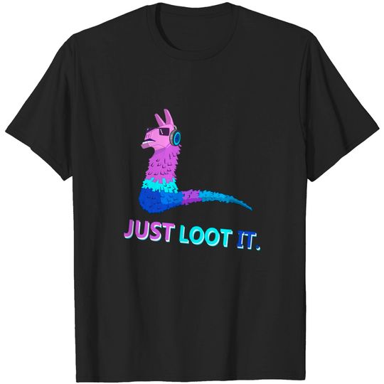 Discover Binggle Just Loot It T-Shirt Loose Fit Short Sleeve Tee Llama for Youth Teen Gamers