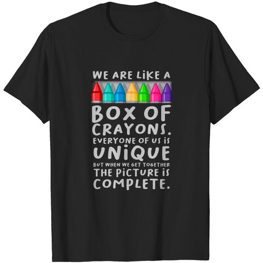 Discover Back To School Teacher We Are Like A Box Of Crayons T-Shirt