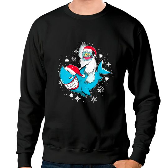 Discover Yeti To Party Shark Santa Hat Christmas Pajama Xmas Gift Sweatshirt