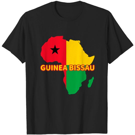 Discover Guinea-Bissau Bissau-Guinean Pride Flag Map Africa Print T-Shirt