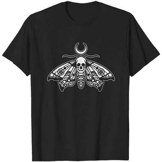 Discover Moth Skull Death Moon Phase Goth Gothic Dark Aesthetic Witch T-Shirt