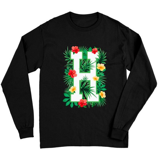Discover Capital Letter H Alphabet Monogram Initial Flower Gardener Long Sleeve T-Shirt