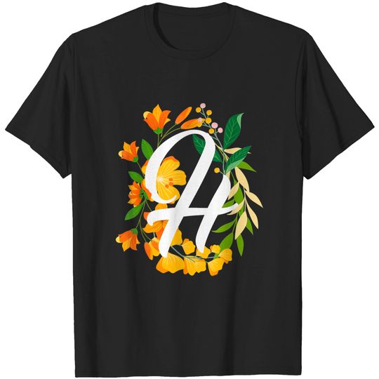 Discover Letter H Capital Alphabet Flowers Monogram Initial Garden T-Shirt