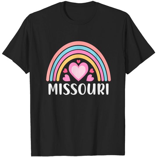 Discover Missouri Rainbow Hearts T-Shirt