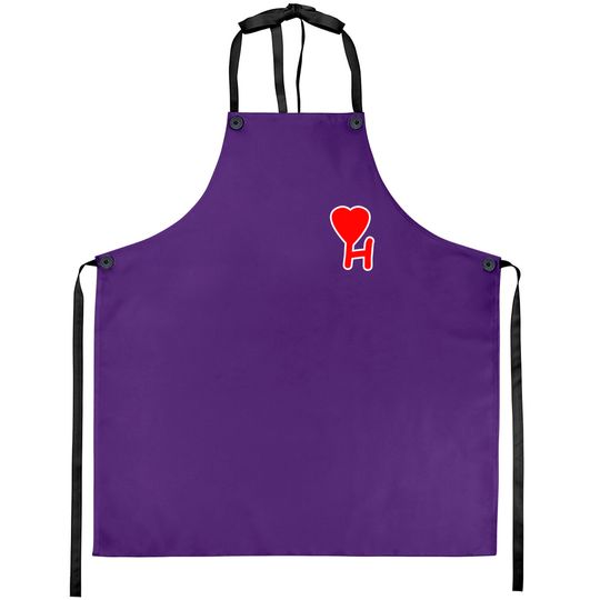 Discover Initial Letter H Heart Valentine's Day Matching Couples Gift Long Sleeve Aprons