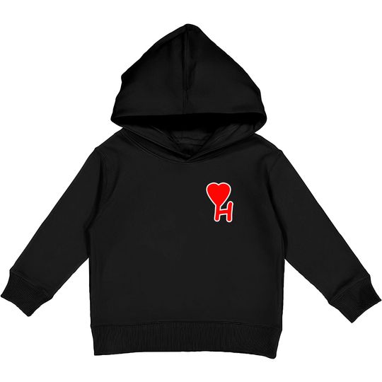 Discover Initial Letter H Heart Valentine's Day Matching Couples Gift Long Sleeve Kids Pullover Hoodies