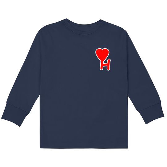 Discover Initial Letter H Heart Valentine's Day Matching Kids Long Sleeve T-Shirts