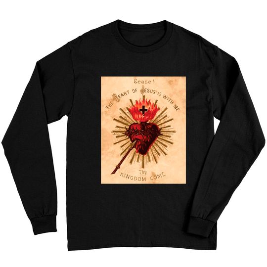 Discover Vintage Sacred Heart of Jesus Catholic Art Traditional Long Sleeve