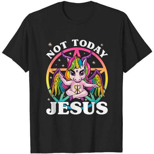 Discover Satanic Unicorn Not Today Jesus Satan Unicorn Baphomet Sigil T-Shirts