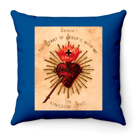 Discover Vintage Sacred Heart of Jesus Catholic Art Traditional Throw Pillows
