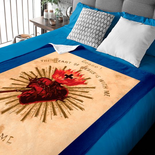 Discover Vintage Sacred Heart of Jesus Catholic Art Traditional Baby Blankets