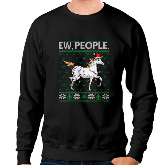 Discover Unicorn Face Mask Ew People Ugly Christmas Sweatshirt
