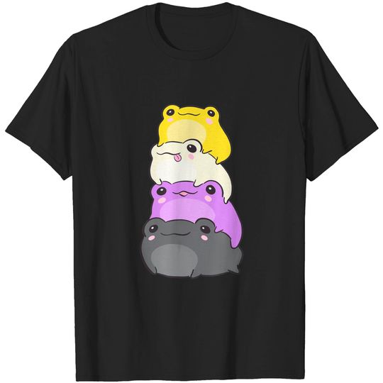 Discover Nonbinary Flag Color Frogs Subtle Enby Pride Cute Aesthetic T-Shirt
