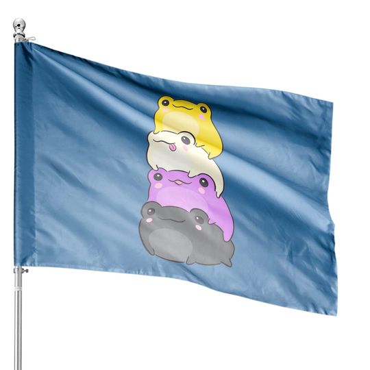 Discover Nonbinary Flag Color Frogs Subtle Enby Pride Cute Aesthetic House Flags